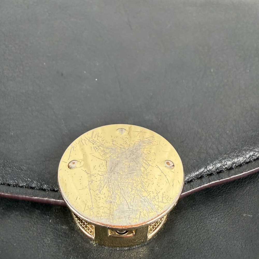 Antonio Melani Black Leather Crossbody Flap Bag Gold Hardware - Picture 12 of 14